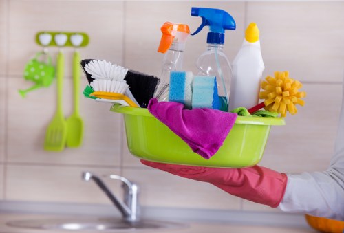 Expert cleaners working on hardwood floors